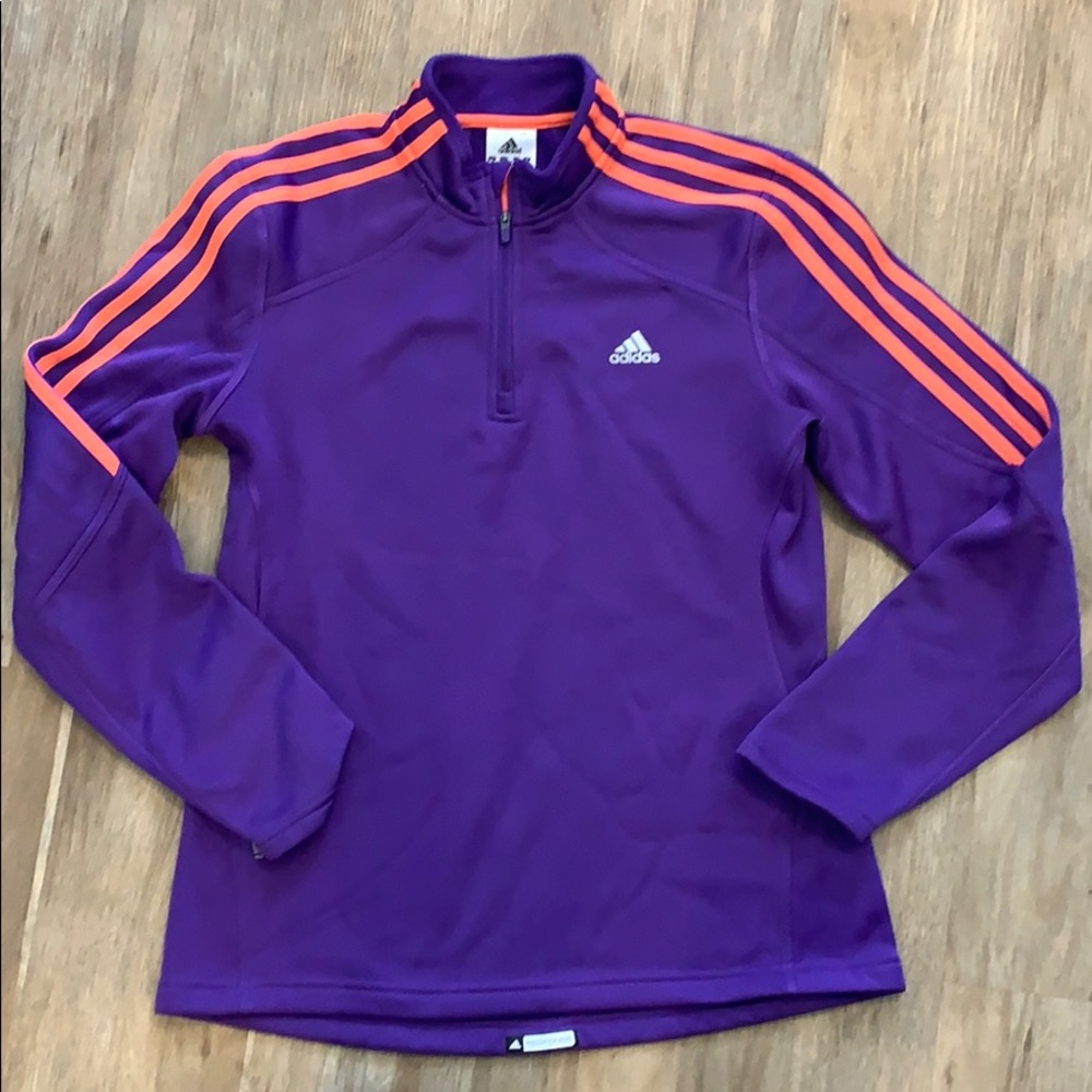 Adidas purple and orange quarter-zip